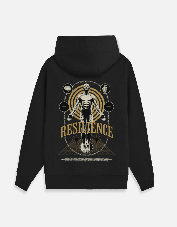 The "Architectural Resilience" 400 GSM Heavyweight Unisex Zip Hoodie in Onyx Absolute