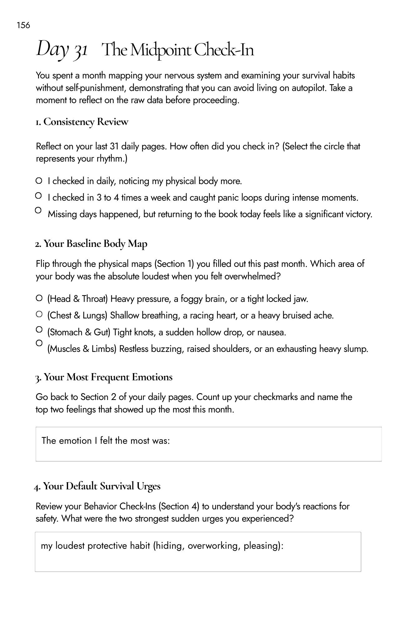 Journal interior — weekly reflection